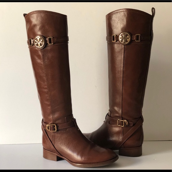 Tory Burch Shoes - TORY BURCH CALISTA BROWN LEATHER RIDING KNEE HIGH